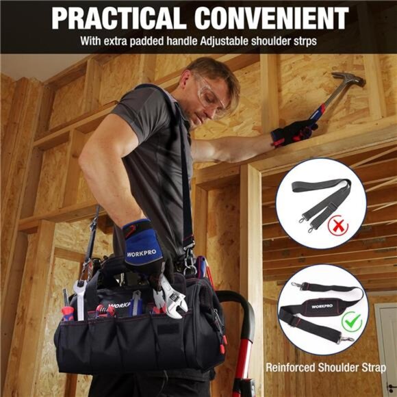 14-inch Tool Bag, Multi-pocket Tool Organizer with Adjustable Shoulder - Picture 7 of 8